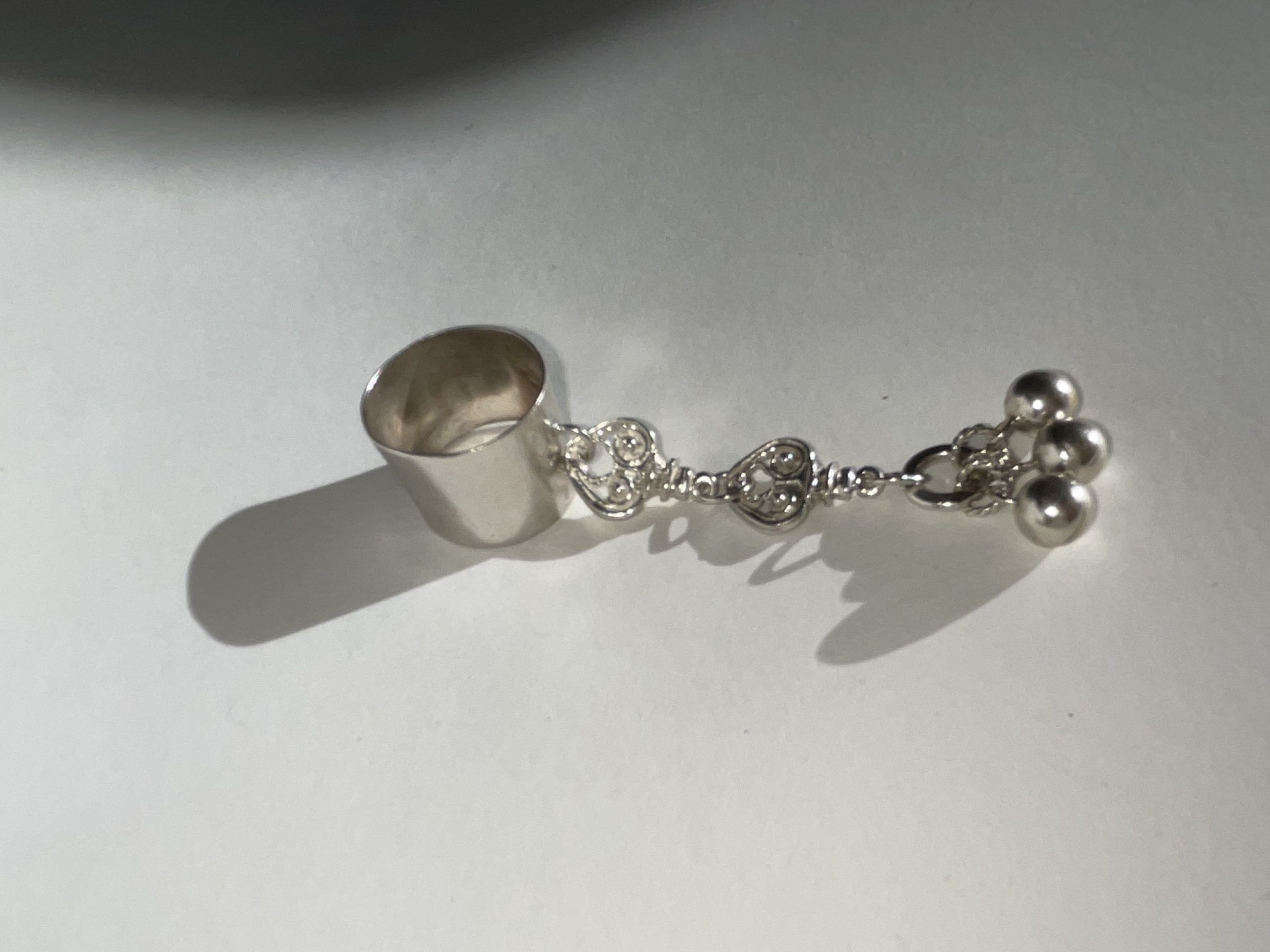 HEART AND BELLS CHARMS DANGLY RING