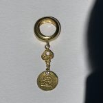 GOLD VERMEIL GODESS MEDAL CHARM DANGLY RING